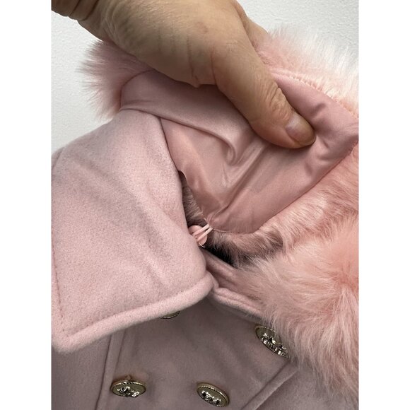 Rothschild Girls Pink Fit & Flare Coat Fur Collar Gold Buttons Winter  Fall Sz 6 - Picture 3 of 8